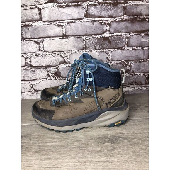 Men's Hoka One One Kaha GTX Gore-Tex Blue & Gray Mid Hiking Boots Women Sz 8M US - Picture 3 of 16